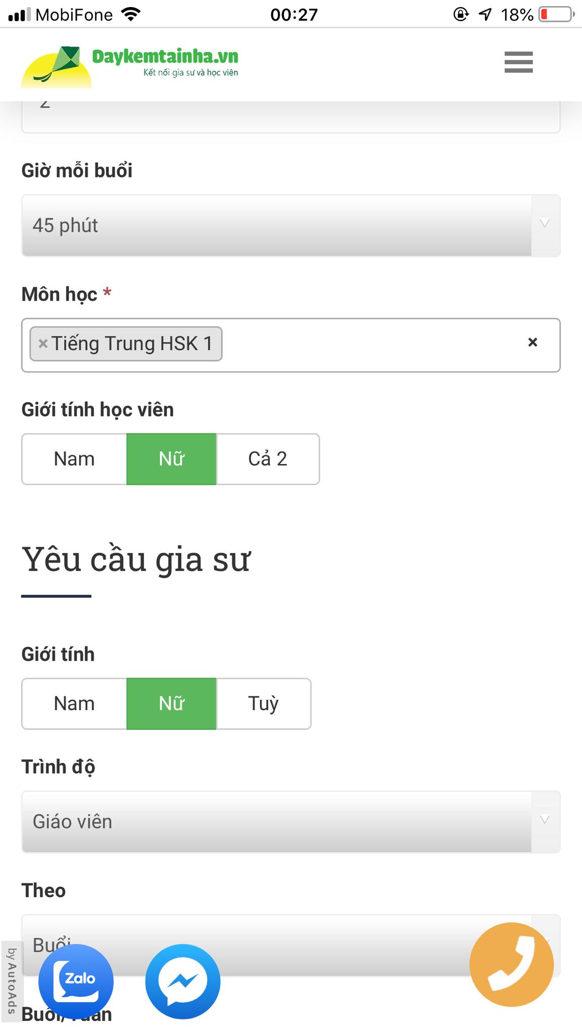 Học phí tiếng Trung HSK